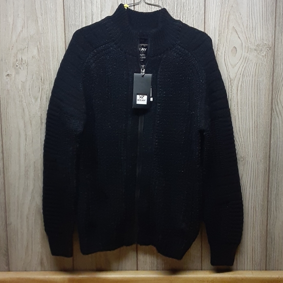 XRAY JEANS Black Full Zip Sweater